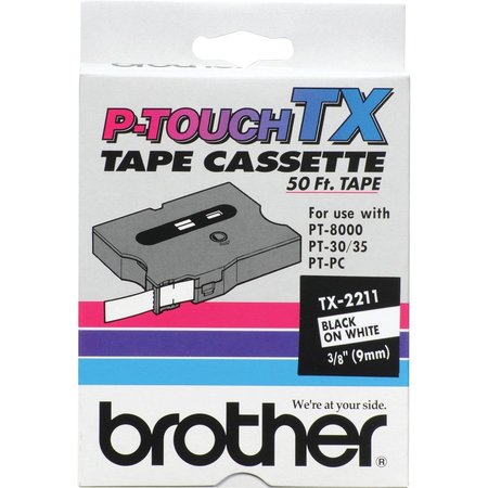 Brother Cartridge, Tape, 3/8""-Bk/We BRTTX2211